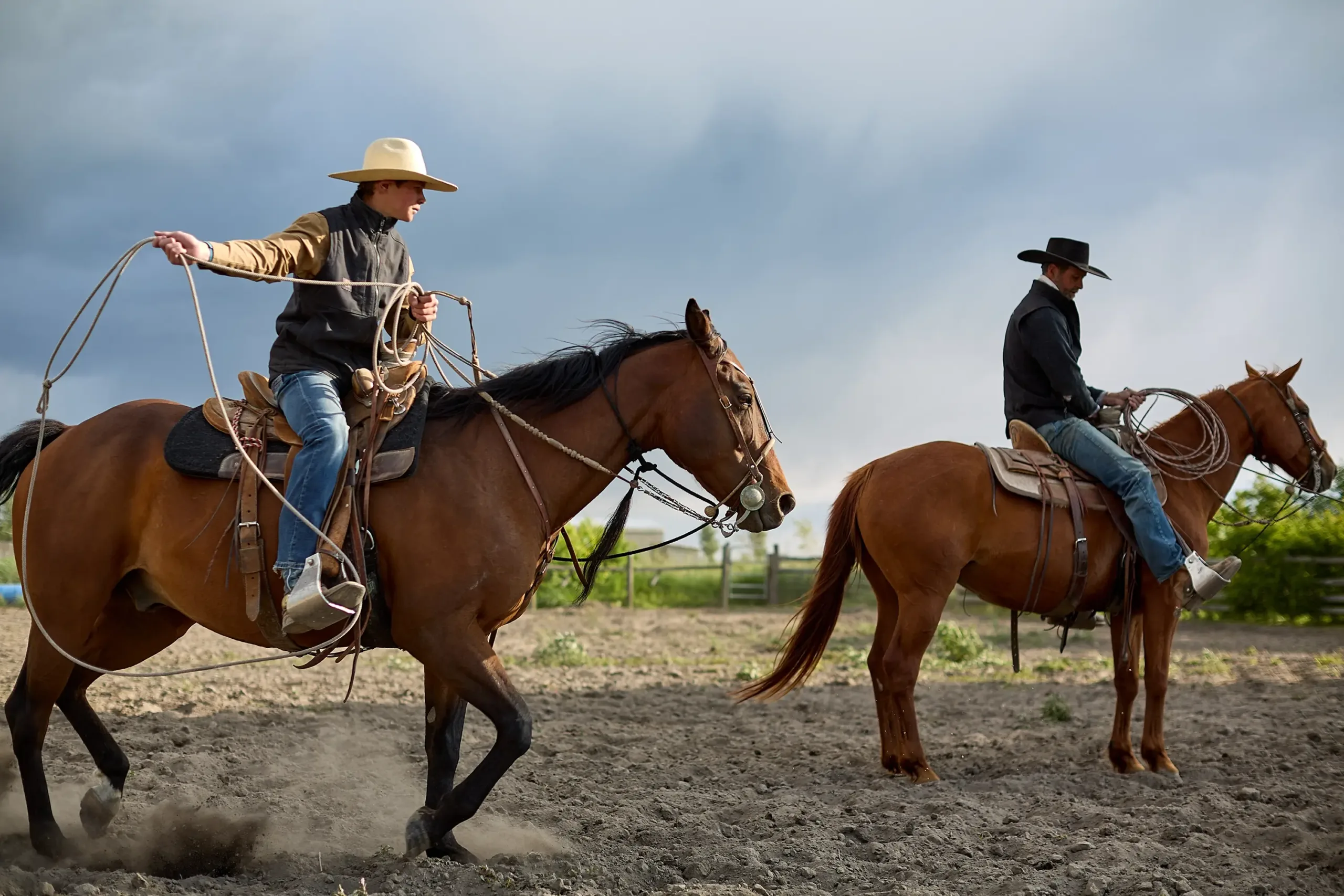 Rancher roper and son in Harney County.