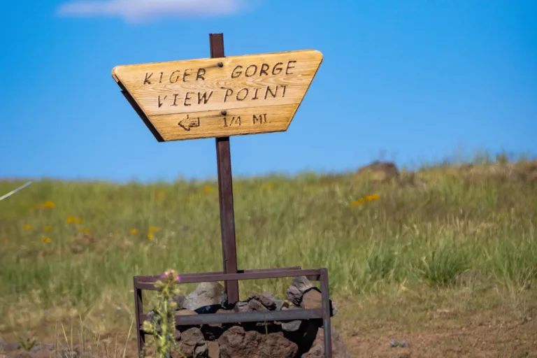 A sign directing towards Kiger Gorge View Point